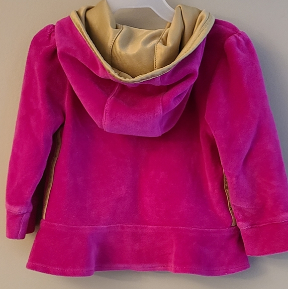 Adidas dark pink and gold velour zip up hoodie - Picture 2 of 5